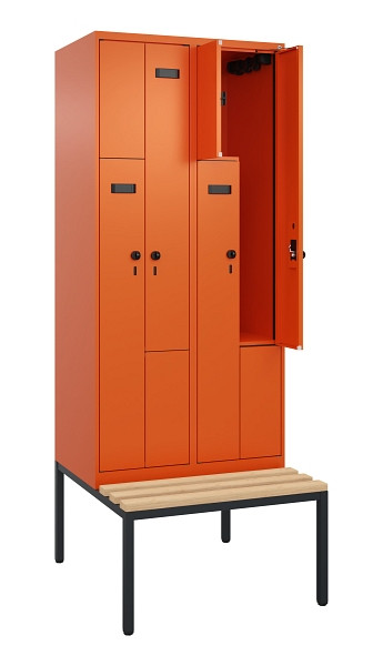 C+P Z-Spind Evolo PLUS, Bank, 4 Fächer, 2120x800x815mm, 2004/2004, Drehriegel, Sitzfläche Buche-Hartholz, Sitzbank, 0490537-224 S10024