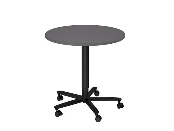 Hammerbacher Säulenhubtisch 80cm rund Graphit/Schwarz, VST08/G/D