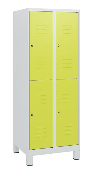 C+P Doppelstöckiger Spind Classic PLUS, Füße, 2 Abteile, 1630x600x500mm, 7035/0024, Zylinderschlösser, 0803105-20 S10040