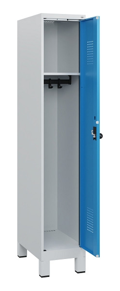 C+P Spind Evolo PLUS, Füße, 1 Abteil, 1630x300x500mm, 7035/5012, Drehriegel, 0490105-10 S10007