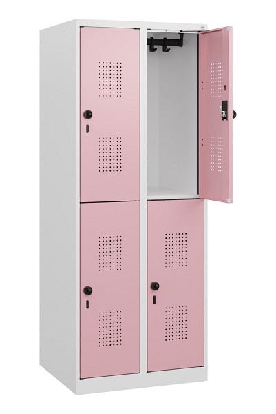 C+P Doppelstöckiger Spind Evolo PLUS, 4 Fächer, 1530x600x500mm, 9016/3015, Drehriegel, 0493005-20 S10019