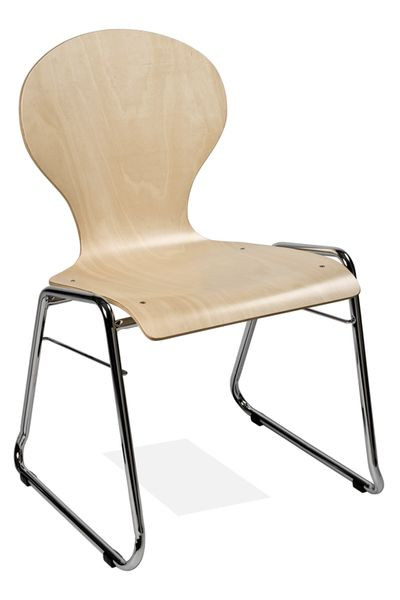 Kaiser-Sitzmöbel Stapelstuhl KS32FG-N2, Form: N2, Kufengestell, mit Filzgleiter für Holz-Böden, VE: 6 Stück, KS32FG-N2