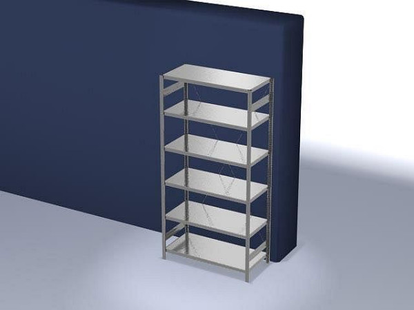 hofe Fachboden-Grundregal, 2500x600x1300 mm, 6 Fachebenen, verzinkt, 240 kg Fachlast, 2500 kg Feldlast, einseitige Bedienung, HZG25613XM