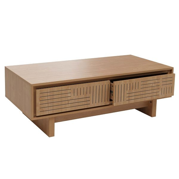 Mendler Couchtisch HWC-O33, Sofatisch Wohnzimmertisch Beistelltisch, 2 Schubladen 2 Fächer, Melamin 40x120x60cm, Ulme Natur, 111906+111907