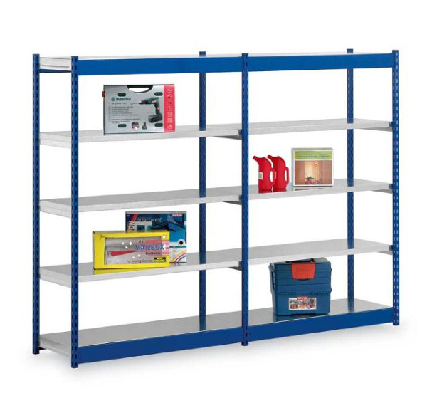 hofe Fachboden-Anbauregal, 3000x800x1000 mm, 7 Fachebenen, verzinkt / RAL 7035, 200 kg Fachlast, 2000 kg Feldlast, einseitige Bedienung, RKA308010ME