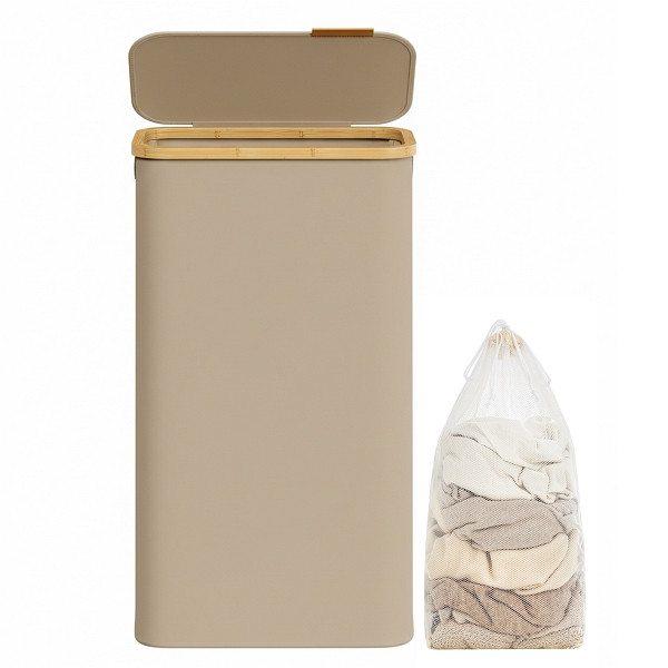 SONGMICS Wäschekorb, Tan, 42x22,5x70,5 cm, LCB506N02