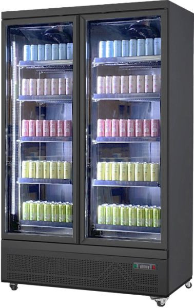 A&S Polarny Getränkeühlschrank 1038 Liter mit 2 Flügeltüren, 1253x710x2000 mm, schwarz, KS-1038F