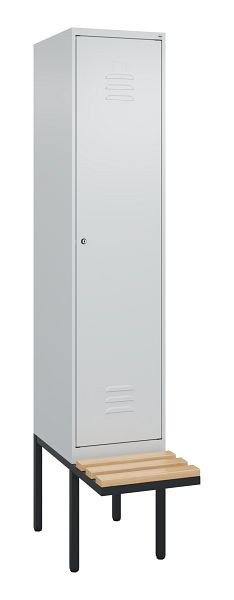 C+P Umkleidespind Classic PLUS, 2120x400x815mm, 7035/7035, Zylinderschloss, Buche-Sitzleisten, 0800407-12 S10053