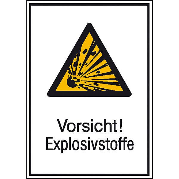 SafetyMarking Warn-Kombischild, Vorsicht! Explosivstoffe, BxH 13,1x18,5 cm, Folie, selbstklebend, 21.0402