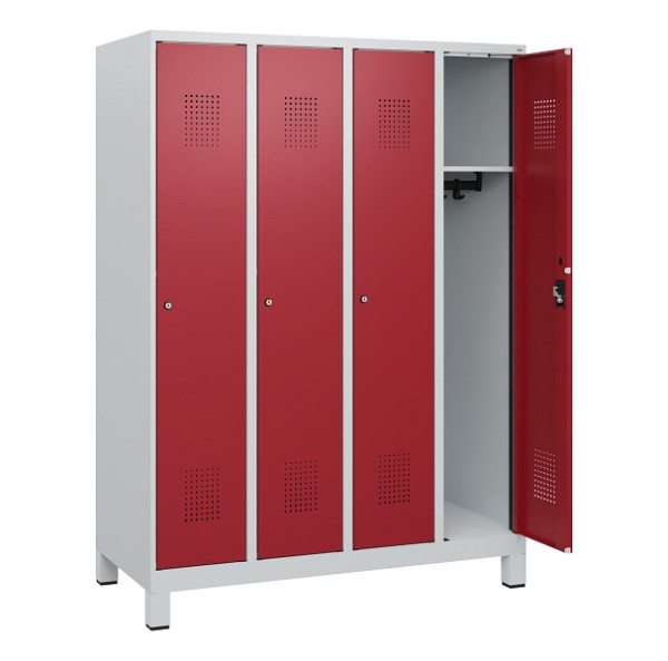 C+P Spind Evolo PLUS, Füße, 4 Abteile, 1630x1200x500mm, 7035/3003, Zylinderschloss, 0490105-40 S10026
