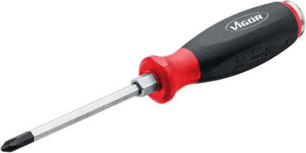 VIGOR Schraubendreher mit Schlagkappe, mit Antriebsvierkant, Kreuzschlitz Profil PH, SW PH2, V5010-PH2