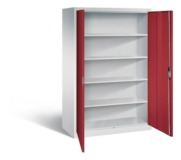 C+P Büroschrank Acurado, H1950xB1200xT600mm, Farbe: Lichtgrau / Rubinrot, Muldengriff, 5 OH, 9490-000 S10442