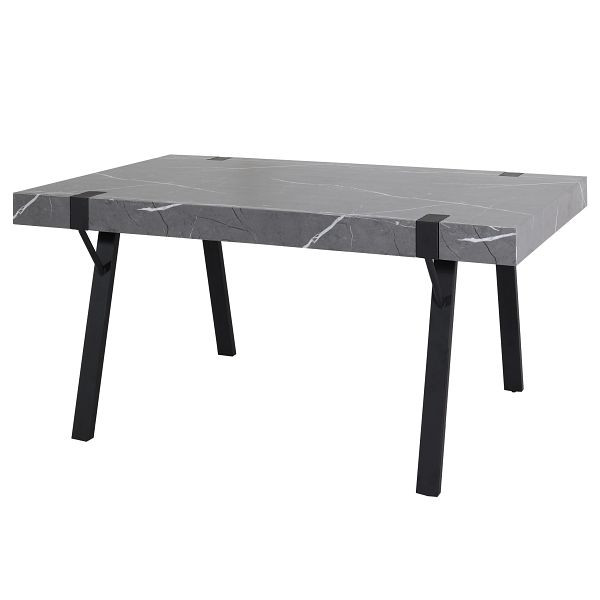 Mendler Esstisch HWC-L54, Tisch Küchentisch Esszimmertisch, Industrial Metall 150x90cm, Marmor-Optik grau, 99746