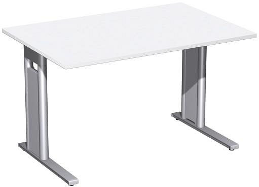 geramöbel Schreibtisch starr, C Fuß Blende optional, 1200x800x720, Weiß/Silber, N-648102-WS