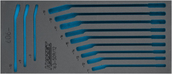 Hazet 2-Komponenten Weichschaum-Einlage, für163-509 Abmessungen / Länge: 392 mm x 172 mm Ordnungssystem Größe: 1/3+ (172 x 392 mm), 163-509L