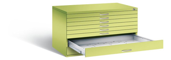 C+P Flachablageschrank Serie 7100_7200, H760xB1350xT960mm, Farbe: Viridingrün / Viridingrün, Bügelgriff, 7201-200 S10268