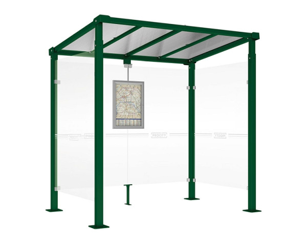 Procity Wartehalle Milano - 2 Seitenverkleidungen, Farbe RAL 6005, Maße: Breite 2500 x Höhe 2545 x Tiefe 1824 mm, 529242.6005