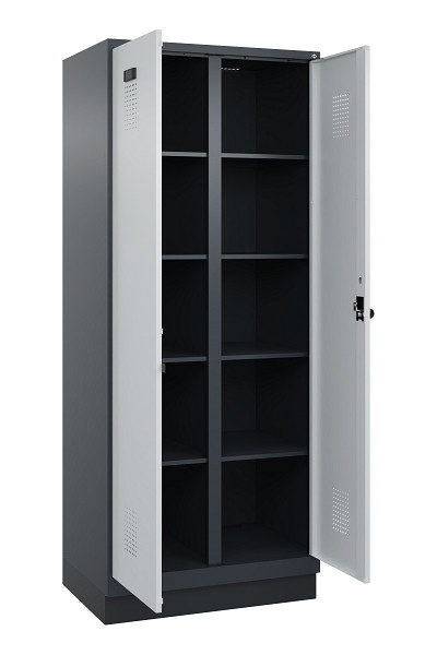 C+P Wäsche-Spind Evolo PLUS, mit Sockel, 2 Abteile, 1950x800x500mm, 7016/7035, Verschluss Drehriegel, 049022-22B S10017