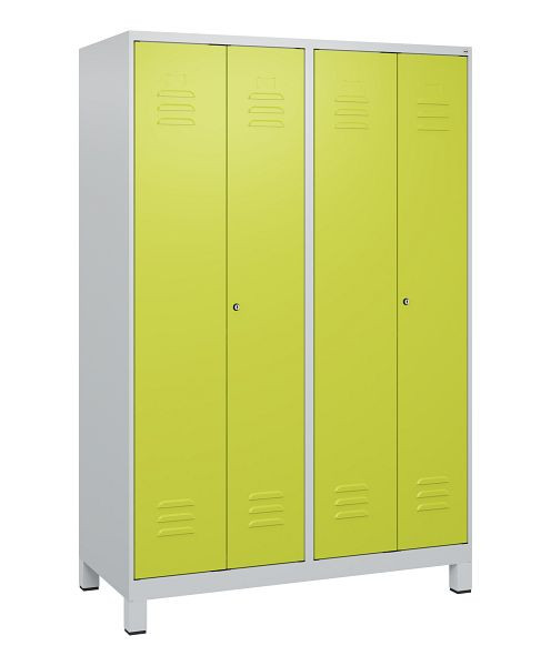 C+P Umkleidespind Classic PLUS SW, Füße, 4 Abteile, 1800x1200x500mm, 7035/0024, Zylinderschlösser, 0800127-40 S10025