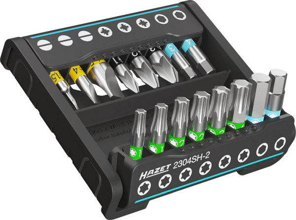 Hazet SmartHolder mit 16 Bits, kurz, Sechskant 6,3 (1/4 Zoll), Schlitz Profil, Pozidriv Profil PZ, Innen TORX® Profil, Anzahl Werkzeuge: 16, 2304SH-2