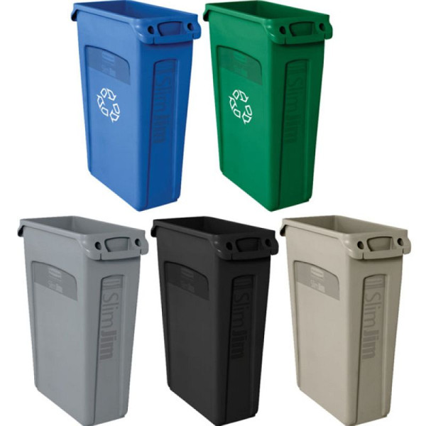 Stein HGS Abfallbehälter -Slim Jim- Rubbermaid mit Lüftungskanälen, 87 Liter / schwarz, 762 x 558 x 279 mm, 12527