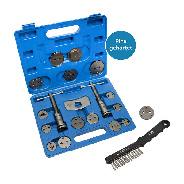 RepTools Bremskolbenrücksteller 18-teilig mit Drahtbürste und 3 Pin Adapter, XXL-118549