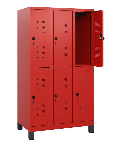 C+P Doppelstöckiger Spind Evolo PLUS, Füße, 6 Fächer, 1630x900x500mm, 3020/3020, Drehriegel, 0493105-30 S10034