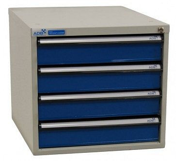ADB Schubladenbox mit vier Schubladen, Außenmaße des Korpus: HxBxT: 500mm x 535mm x 700mm, Korpus lichtblau, 52534