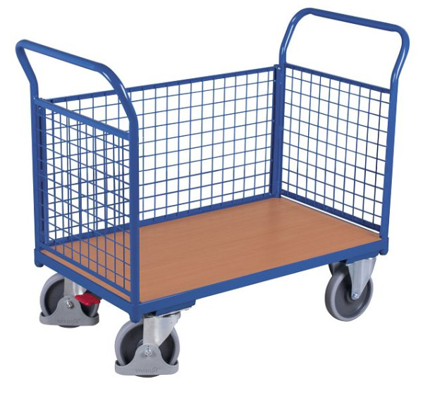 VARIOfit Dreiwandwagen mit Draht, Ladefläche: 1.200 x 775 mm, RAL 5010 enzianblau, sw-800.301