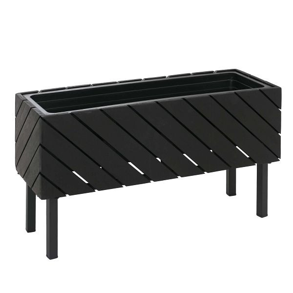 Mendler Pflanzkasten HWC-P87, Blumen-/Pflanzkübel Blumenkasten, In-/Outdoor Akazie Holz 36x62x22cm, schwarz, 120479