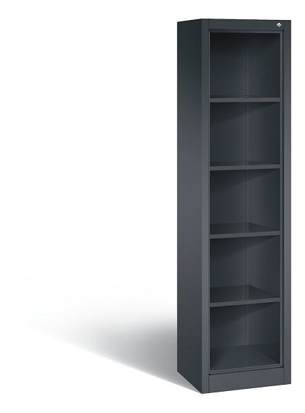 C+P Stahlregal mit Rückwand Acurado, H1950xB502xT400mm, Farbe: Schwarzgrau, 5 OH, 9134-000 S10002