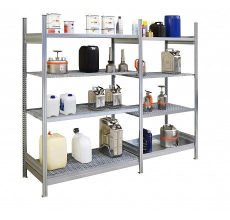 Cemo Gefahrstoffregal 13/5 mit Wannenböden, 136 x 53,5 x 200 cm, Erweiterungseinheit, 11184