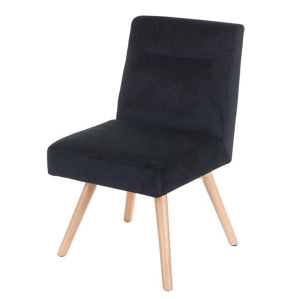 Mendler Esszimmerstuhl HWC-F38, Stuhl Küchenstuhl, Retro Design Samt, schwarz, 69532