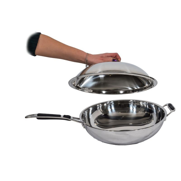 Casselin Wok mit Deckel 36cm, Rostfreier Stahl, CW36