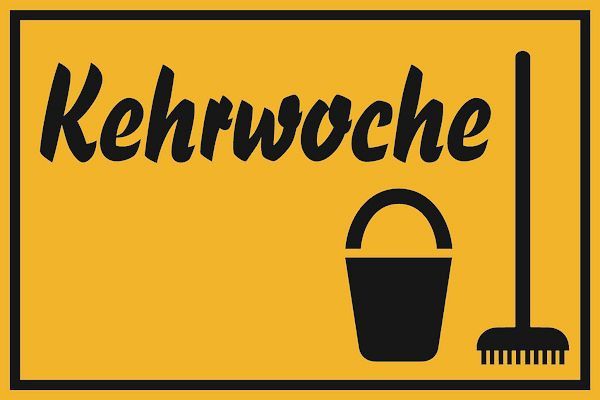 Schilder Klar Grundstücksbeschilderung Kehrwoche, 300x200x1.5 mm Kunststoff, 883/71