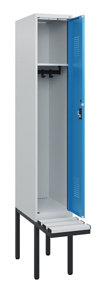 C+P Spind Evolo PLUS, 1 Abteil, 1950x300x815mm, 7035/5012, Zylinderschloss, Material Sitzfläche Kunststoff, 0490405-10 S10088