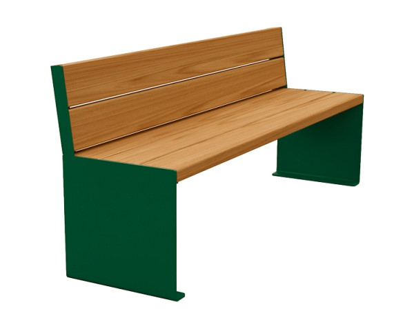 Procity Sitzbank Kube, 1800 mm, Mit Rückenlehne Stahl & Holz Ohne Armlehnen, helle Eiche/RAL 6005, 306384.6005.CHEC