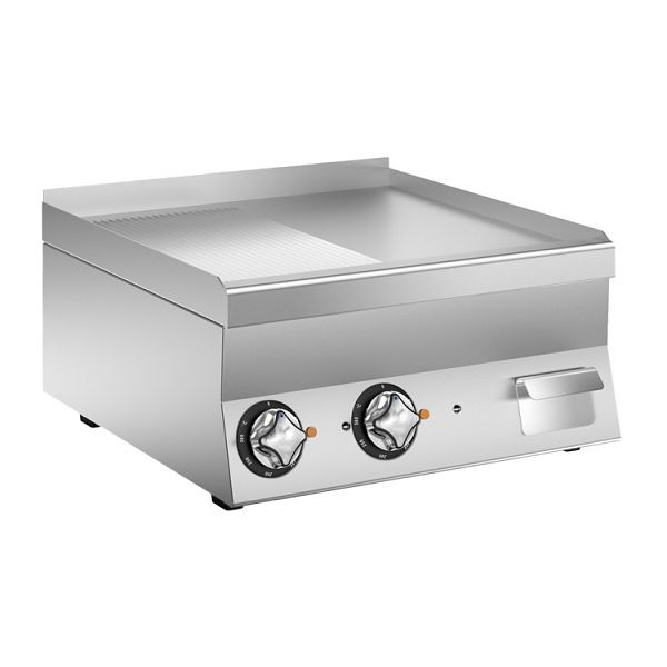 Mareno M1-600 Elektrische Grillplatte mit halb glatter/geriffelter verchromter Platte, 60cm, 161.071