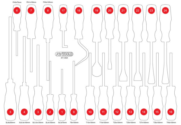 KS Tools Leere Schaumstoffeinlage zu 811.3024, 811.3024-97
