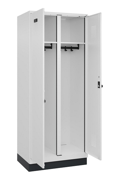C+P Schwarz-Weiß-Spind Evolo PLUS, mit Sockel, 2 Abteile, 1950x800x500mm, 9016/9, Drehriegel, 049022-22 S10020