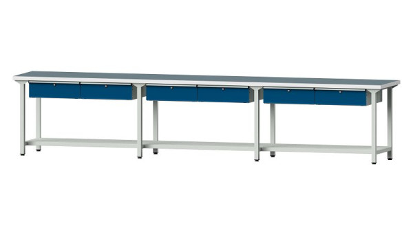 ANKE Werkbänke Arbeitstisch, Modell 105, 4050 x 700 x 840 mm, RAL 7035/5010, UBP 40 mm, 400.524