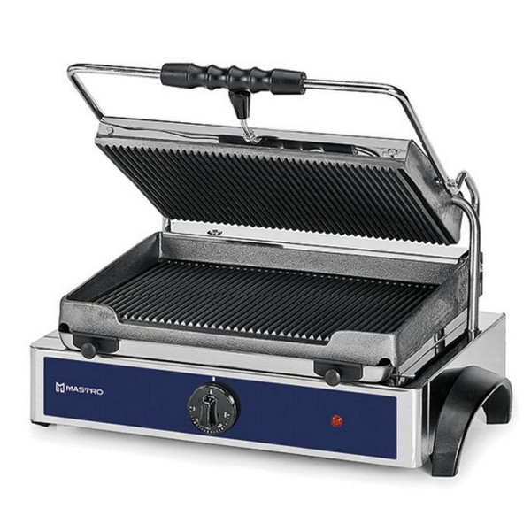 Mastro Kontaktgrill mit 1 Gusseisenplatte, gerillt/gerillt, 365x245 mm, AJA0003