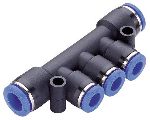 timmer B-VTL-2x8-3x6-KU, Verteiler-Steckanschluss - Leitungseinbau aus Kunststoff, Schlauch-Ø: 8 mm, Schlauch-Ø: 6 mm, VE: 5 Stück, 03901505