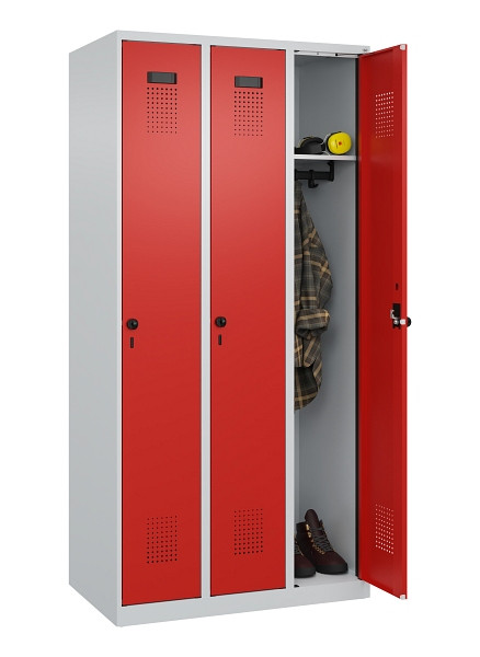 C+P Spind Evolo PLUS, 3 Abteile, 1850x900x500mm, 7035/3020, Verschluss Drehriegel, Ablageböden 3, 049000-30 S10005