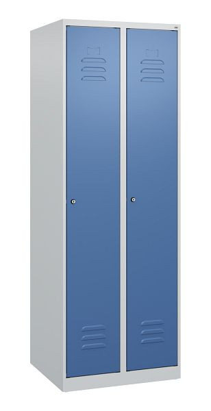 C+P Umkleidespind Classic PLUS mit Mitteltrennwand, 2 Abteile, 1700x600x500mm, 7035/5023, Zylinderschlösser, 0800007-20F S10018