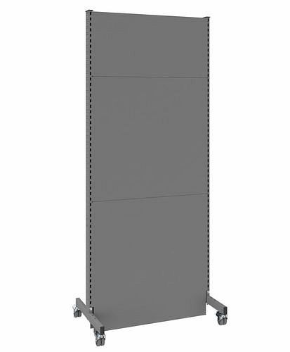 DENIOS Mobile Akustik Trennwand, Grundfeld, B 1000, H 2500 mm, Akustik-Lochblech zweiseitig, grau, 293072