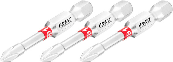 Hazet Bit, Sechskant massiv 6,3 (1/4 Zoll), Kreuzschlitz Profil PH, PH1, Anzahl Werkzeuge: 3, Lange Ausführung, Schlüsselweite: PH1, 2215NSLG-PH1/3