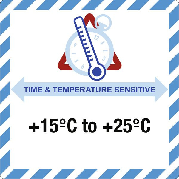 Moedel Time & Temperature Sensitive mit Text nach Angabe, Folie, 100x100 mm, VE: 1000 Stück/Rolle, 66162