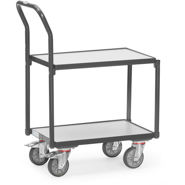 Fetra ESD-Etagenroller mit Rohrschiebebügel, 2 Etagen mit Rand, Ladefläche 605 x 408 mm, 935400