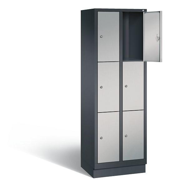 C+P Schließfachschrank Evolo, H1800xB610xT500mm, Farbe: Schwarzgrau / Weißaluminium, 48020-203 S10155